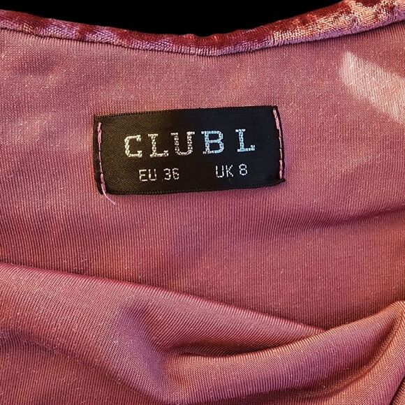 Club L Mini Dress Womns SZ 8 London Bardot Velvet Party Y2K Prom Disco HOCO Sexy - Picture 5 of 5